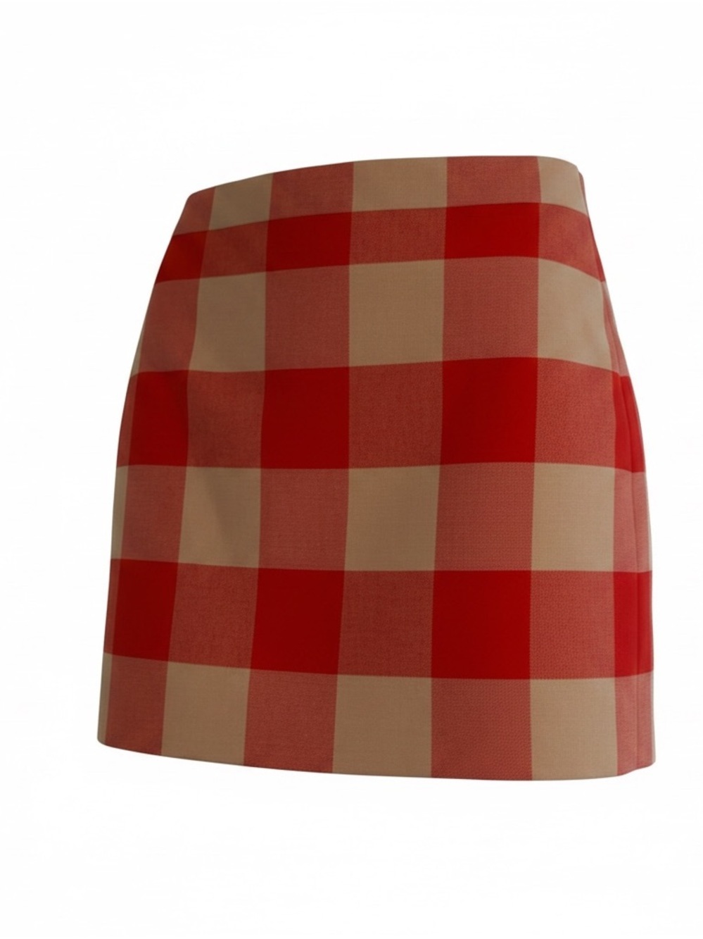 J. Crew Red and Cream Checkered Gingham Mini Skirt